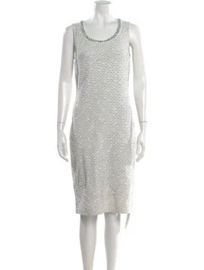 Pre-owned St John Tweed Pattern Knee-length Dress In Neutral