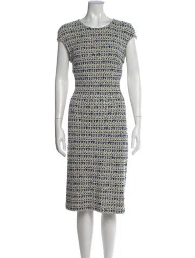 Pre-owned St John Tweed Pattern Knee-length Dress In Neutral