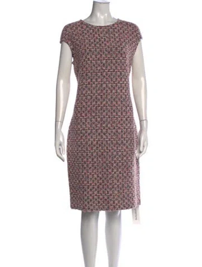 Pre-owned St John Tweed Pattern Knee-length Dress In Neutral