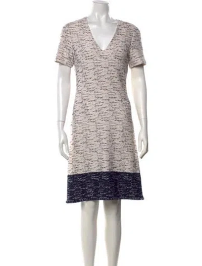 Pre-owned St John Tweed Pattern Knee-length Dress In Neutral