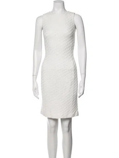 Pre-owned St John Tweed Pattern Knee-length Dress In Neutrals