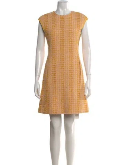 Pre-owned St John Tweed Pattern Knee-length Dress In Orange