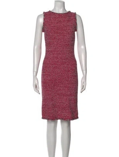 Pre-owned St John Tweed Pattern Knee-length Dress In Pink
