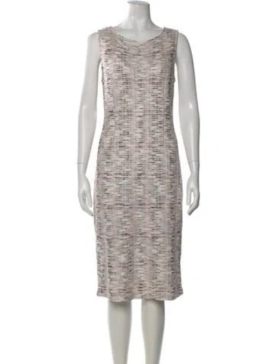 Pre-owned St John Tweed Pattern Knee-length Dress In Pink