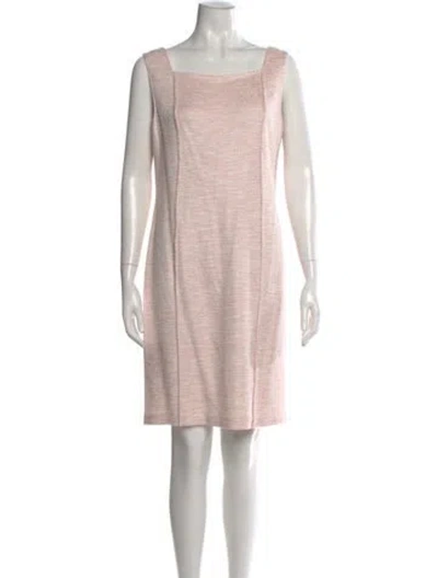 Pre-owned St John Tweed Pattern Knee-length Dress In Pink