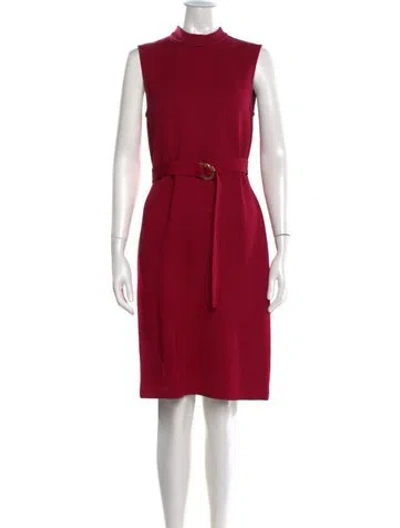 Pre-owned St John Tweed Pattern Knee-length Dress In Pink