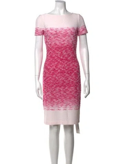 Pre-owned St John Tweed Pattern Knee-length Dress In Pink