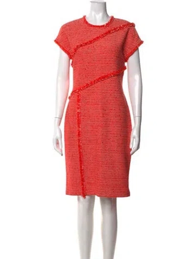 Pre-owned St John Tweed Pattern Knee-length Dress In Pink