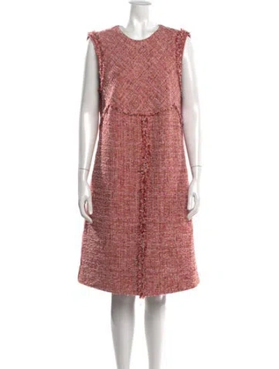 Pre-owned St John Tweed Pattern Knee-length Dress In Pink
