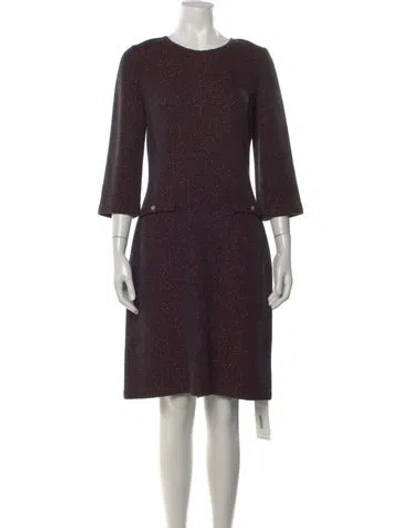 Pre-owned St John Tweed Pattern Knee-length Dress In Purple