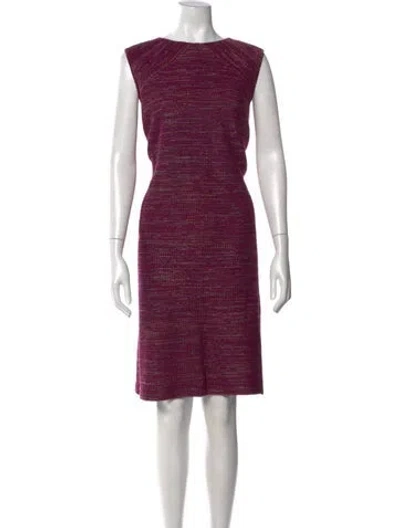 Pre-owned St John Tweed Pattern Knee-length Dress In Purple