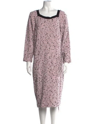 Pre-owned St John Tweed Pattern Knee-length Dress In Red