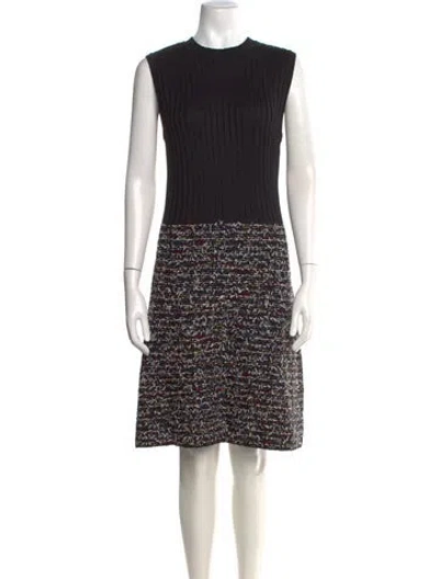 Pre-owned St John Tweed Pattern Knee-length Dress W/ Tags In Black