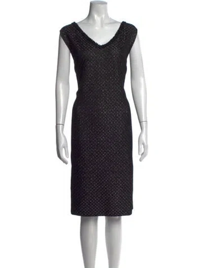 Pre-owned St John Tweed Pattern Knee-length Dress W/ Tags In Black