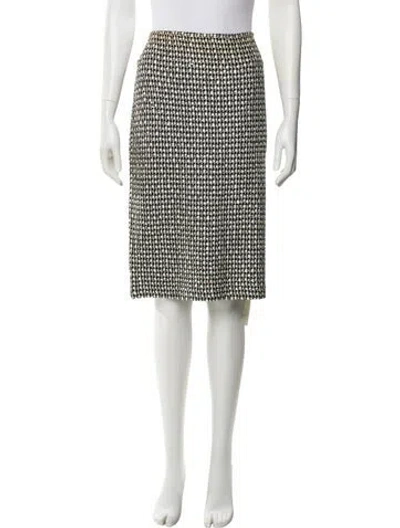 Pre-owned St John Tweed Pattern Knee-length Skirt In Black