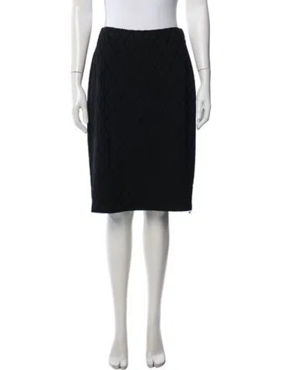 Pre-owned St John Tweed Pattern Knee-length Skirt In Black