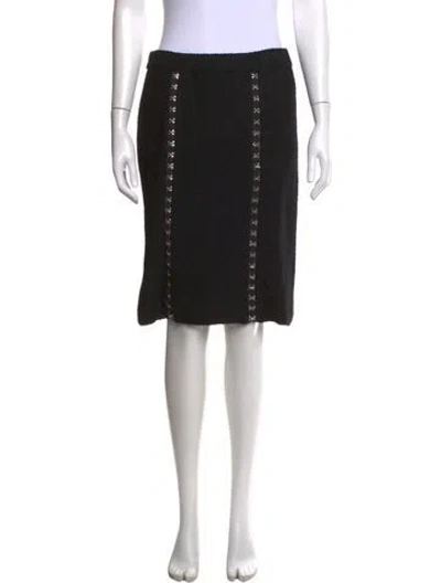 Pre-owned St John Tweed Pattern Knee-length Skirt In Black