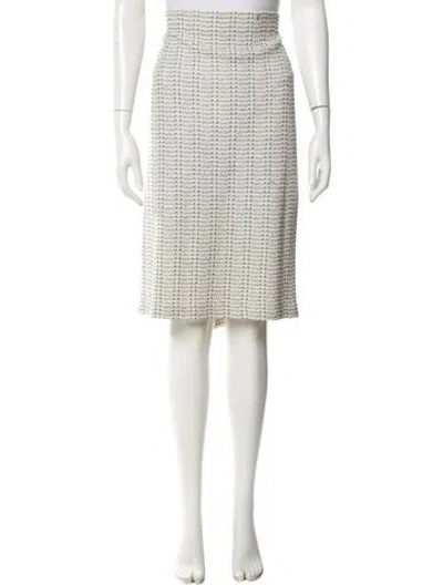 Pre-owned St John Tweed Pattern Knee-length Skirt In Blue