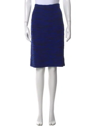 Pre-owned St John Tweed Pattern Knee-length Skirt In Blue