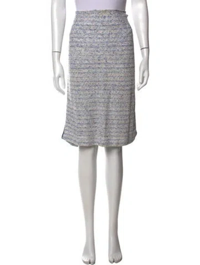 Pre-owned St John Tweed Pattern Knee-length Skirt In Blue