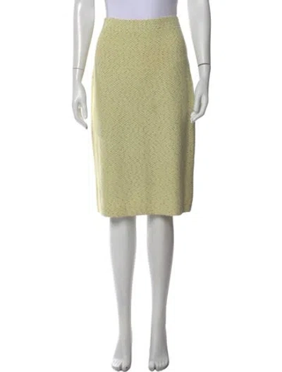 Pre-owned St John Tweed Pattern Knee-length Skirt In Green