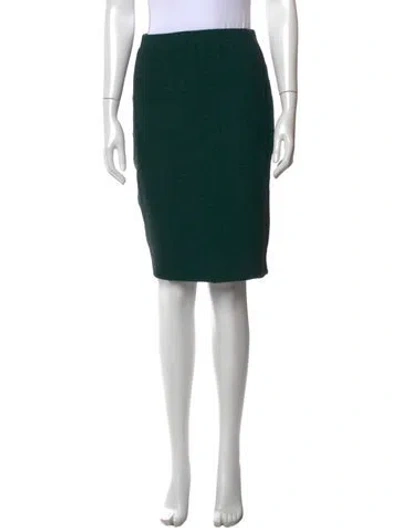 Pre-owned St John Tweed Pattern Knee-length Skirt In Green