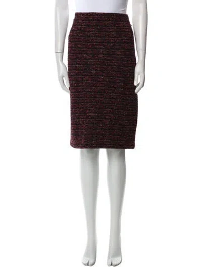 Pre-owned St John Tweed Pattern Knee-length Skirt In Multi