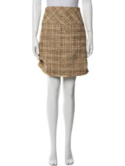 Pre-owned St John Tweed Pattern Knee-length Skirt In Multi