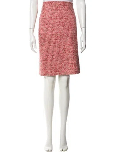 Pre-owned St John Tweed Pattern Knee-length Skirt In Multi