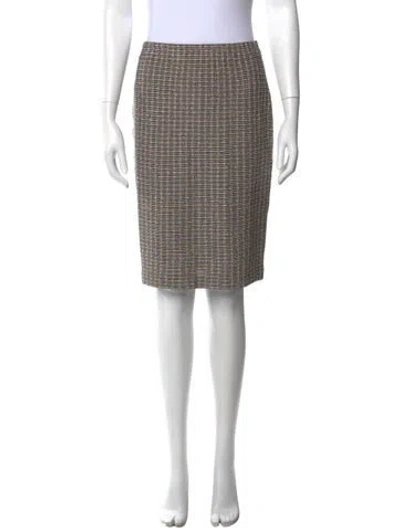 Pre-owned St John Tweed Pattern Knee-length Skirt In Multi