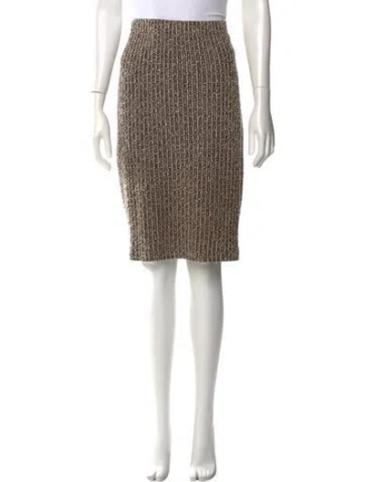 Pre-owned St John Tweed Pattern Knee-length Skirt In Neutral