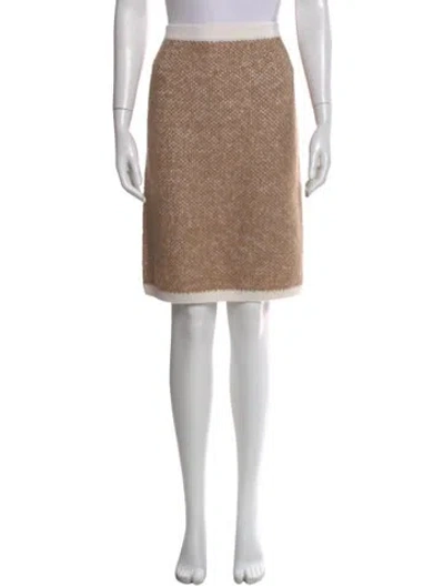 Pre-owned St John Tweed Pattern Knee-length Skirt In Neutral