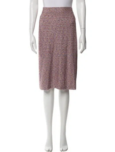 Pre-owned St John Tweed Pattern Knee-length Skirt In Pink