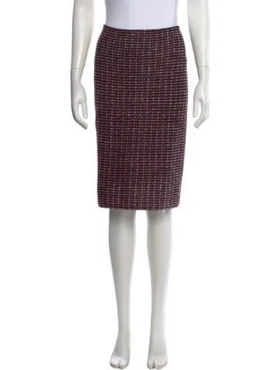 Pre-owned St John Tweed Pattern Knee-length Skirt In Pink
