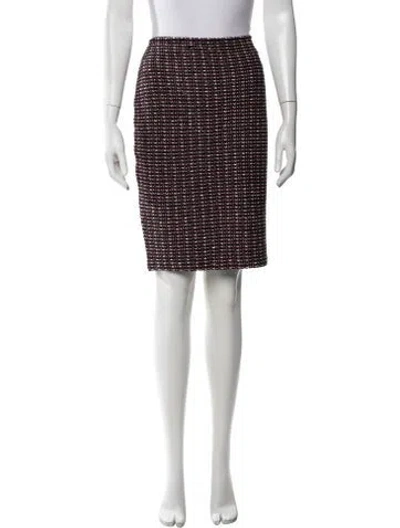 Pre-owned St John Tweed Pattern Knee-length Skirt In Pink