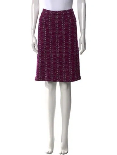Pre-owned St John Tweed Pattern Knee-length Skirt In Purple