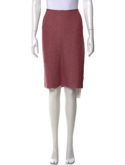 Pre-owned St John Tweed Pattern Knee-length Skirt In Red