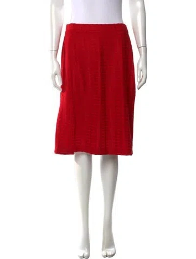 Pre-owned St John Tweed Pattern Knee-length Skirt In Red