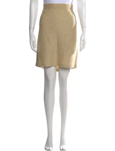 Pre-owned St John Tweed Pattern Knee-length Skirt In Yellow