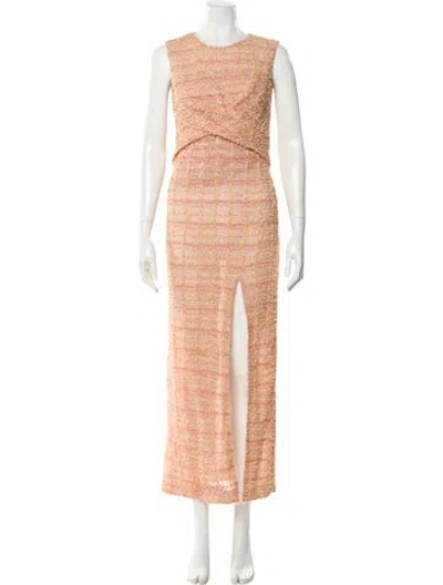 Pre-owned St John Tweed Pattern Long Dress