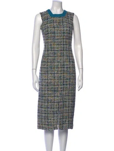 Pre-owned St John Tweed Pattern Midi Length Dress