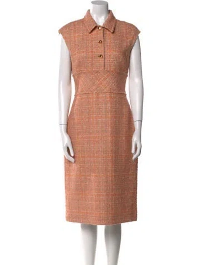Pre-owned St John Tweed Pattern Midi Length Dress