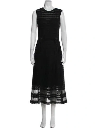 Pre-owned St John Tweed Pattern Midi Length Dress In Blue
