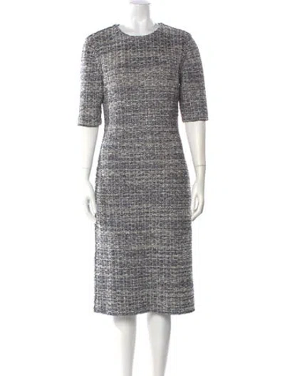 Pre-owned St John Tweed Pattern Midi Length Dress In Multi