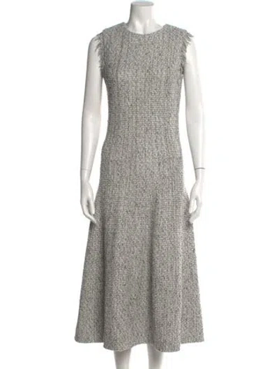 Pre-owned St John Tweed Pattern Midi Length Dress In Neutral