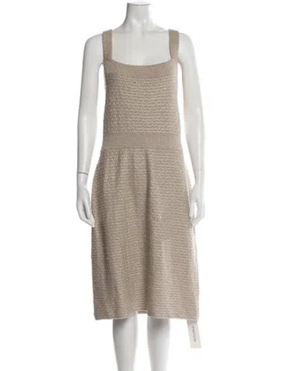 Pre-owned St John Tweed Pattern Midi Length Dress In Neutrals