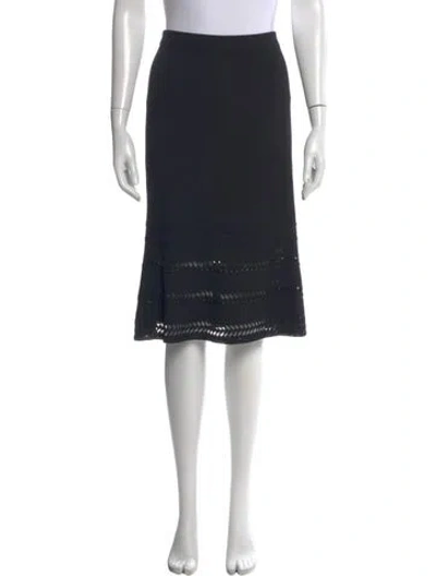 Pre-owned St John Tweed Pattern Midi Length Skirt In Black