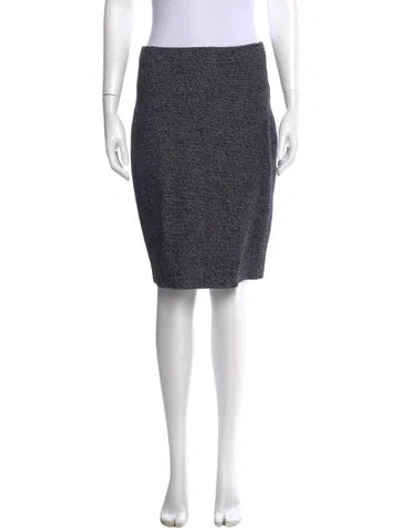 Pre-owned St John Tweed Pattern Midi Length Skirt In Black