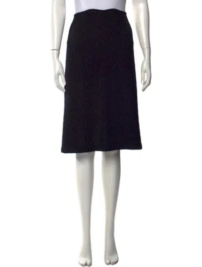 Pre-owned St John Tweed Pattern Midi Length Skirt In Black