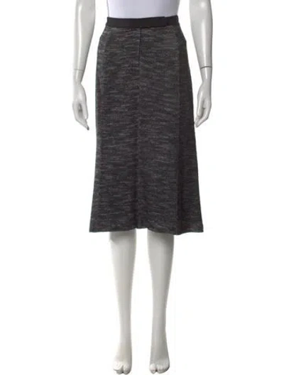 Pre-owned St John Tweed Pattern Midi Length Skirt In Black